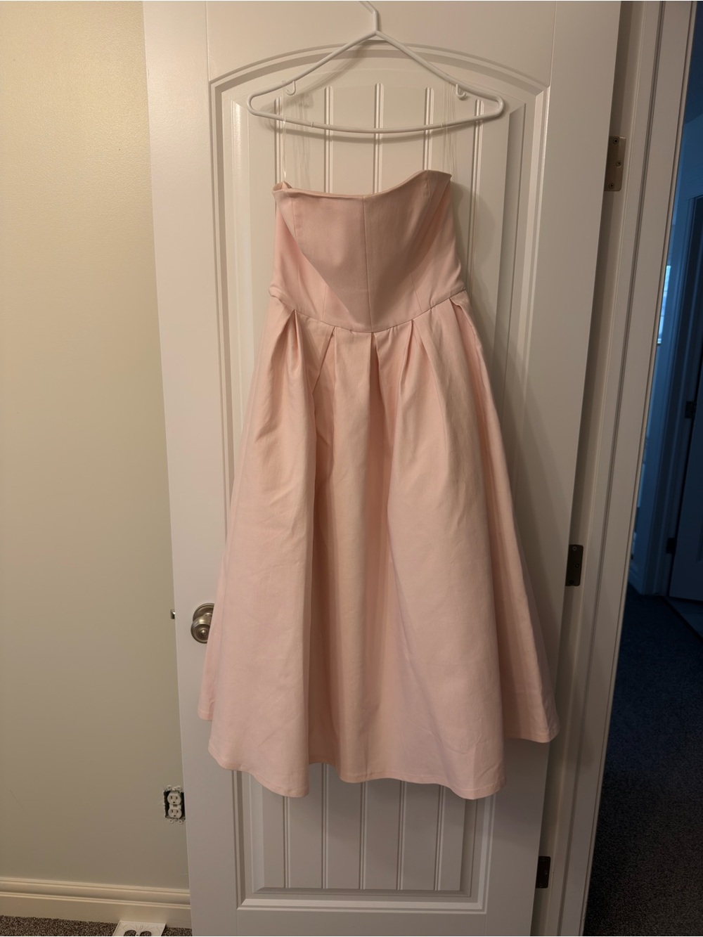 Strapless Midi Dress in Blush Pink